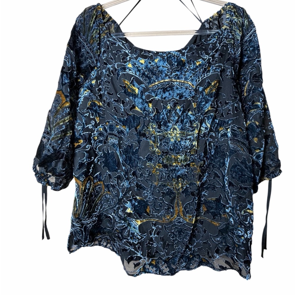 Elegant Blue and Gold Women's Blouse